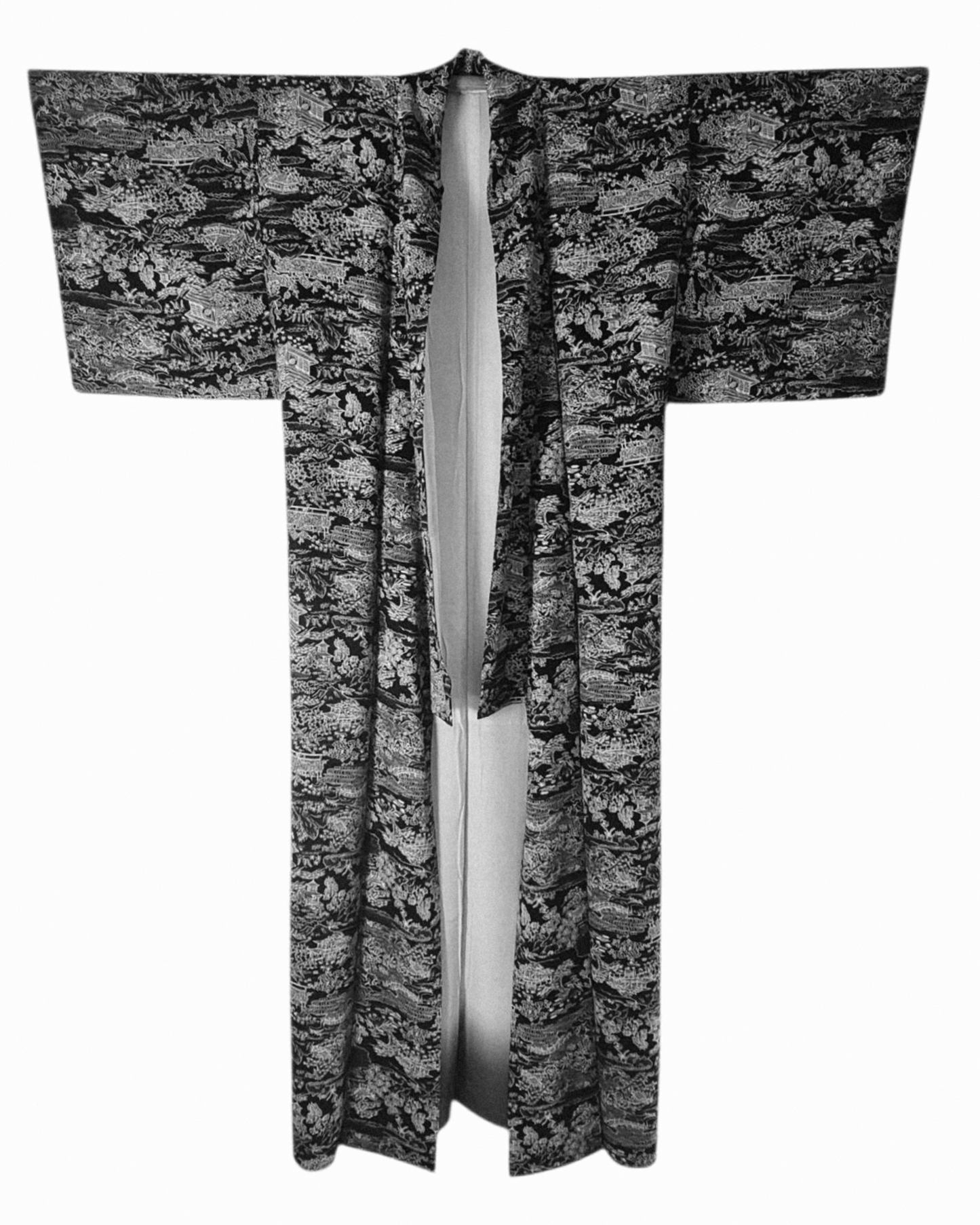 Kimono codzienne damskie czarne w białe wzorki