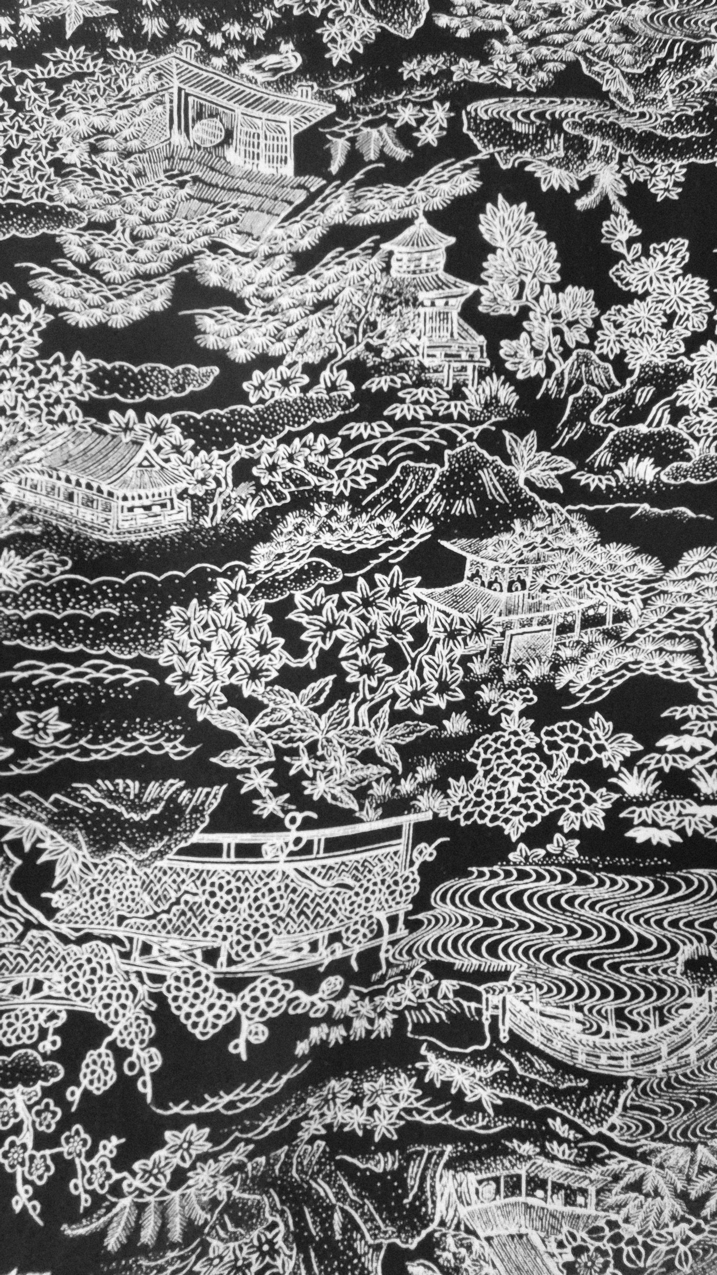 Kimono codzienne czarne w białe wzorki jedwab 3
