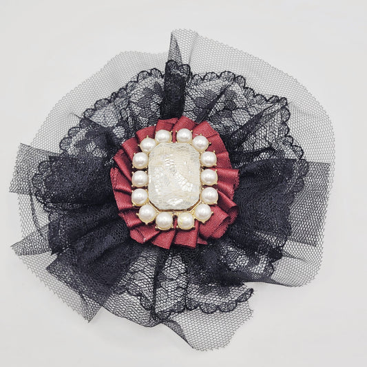 Black and red gothic elegant lolita brooch and pair pin. 