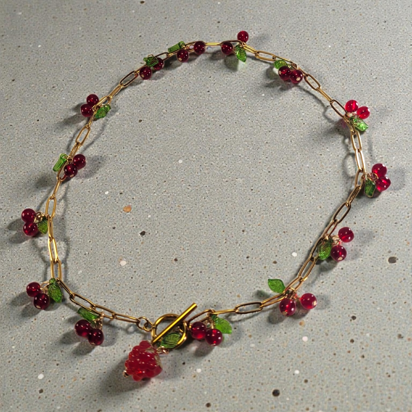 Naszyjnik malina i wiśnie